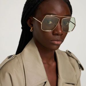 Max Mara Elsa Oversized Metal Sunglasses Gold NWOT